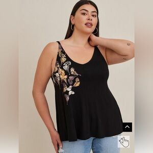 Torrid size 6 super soft v neck tank with butterflies
